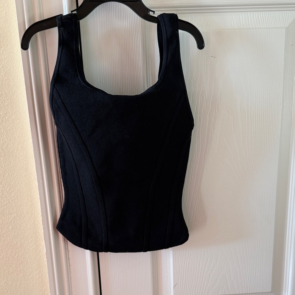 Aritzia Babaton Black Sculpt Knit Bustier Waist Tank, size XXS